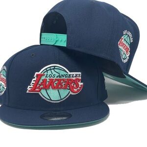 LOS ANGELES LAKERS Navy Blue 17X CHAMPIONSHIP 9Fifty NEW ERA SNAPBACK Mint Green